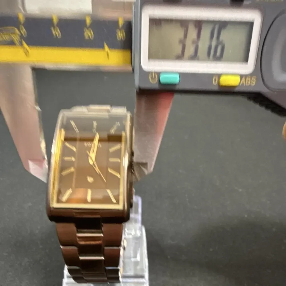 Mens Fossil FS-4679 Bronze Color 33mx50mm Rectangle Tank Wristwatch New Battery